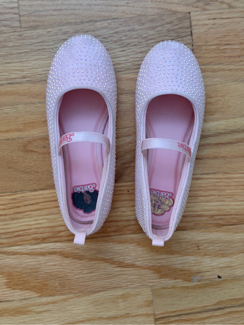 Barbie Light Pink Rhinestone Mary Jane Flats